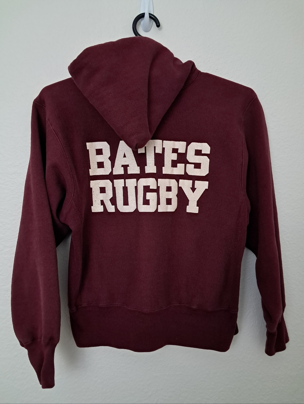 Vintage 80's Champion Reverse Weave Hoodie Sweatshirt Bates Rugby Trico Tag
